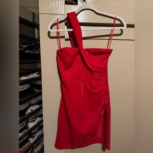 Blue Blush One Shoulder Red Dress